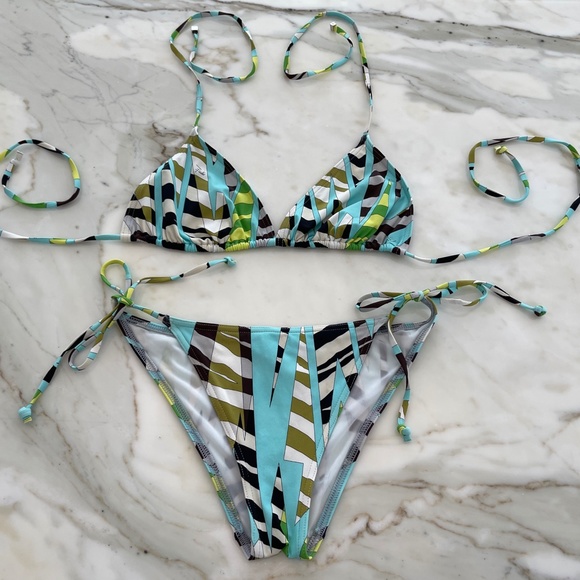 EMILIO PUCCI BLUE MULTI BIKINI SIZE IT 44 / US 10 - Picture 6 of 16